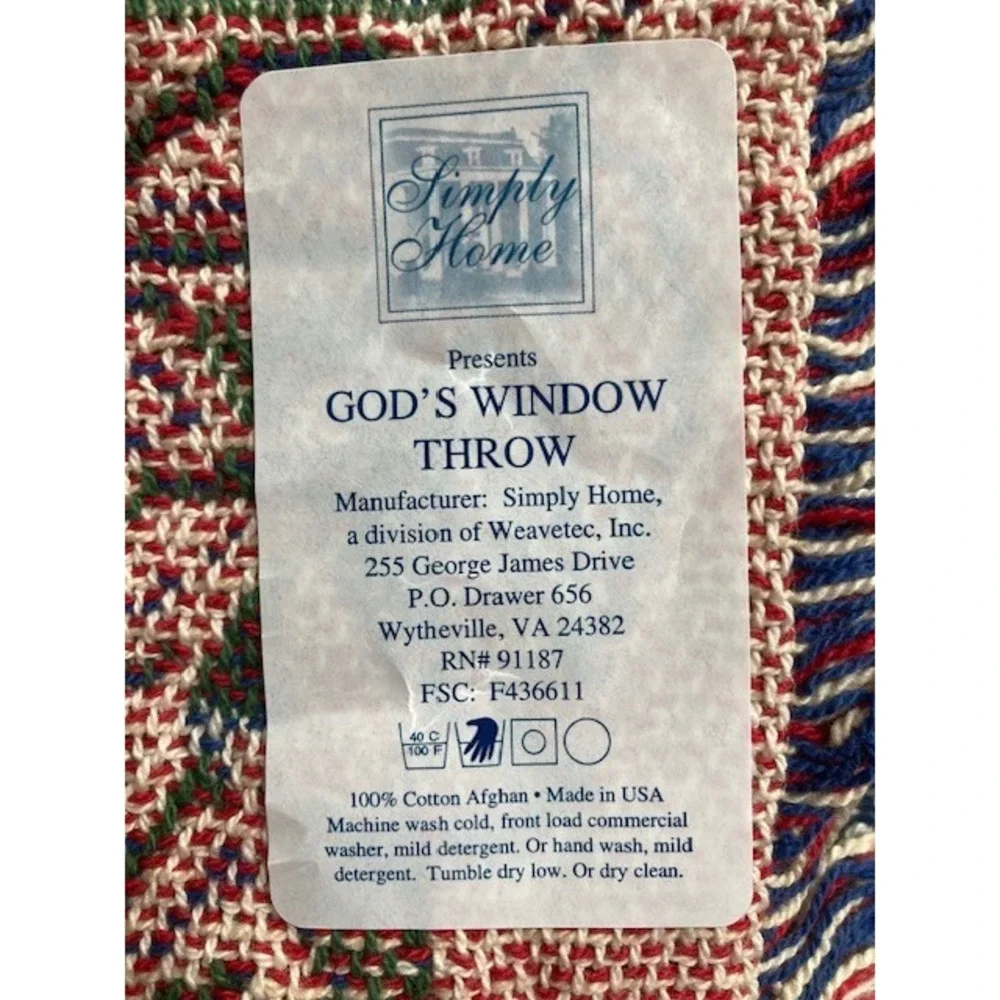 New in Bag God's Window Tapestry Throw Blanket Fringed 30